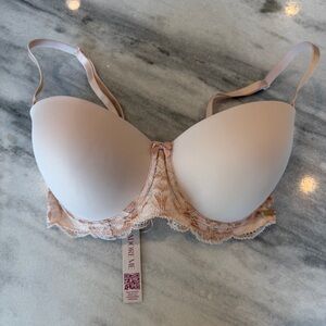 Adore Me Lyza Push Up Bra Balconette Lace Band Adjustable Removable Straps 32DDD